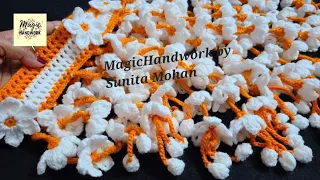 🌼शिवलिंग हरसिंगार फूल, सदाबहार माला, Parijat Harsingar, krishna flower, Woolen Crochet Flowers Toran