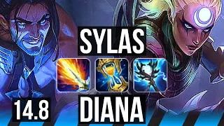 SYLAS vs DIANA (MID) | 71% winrate, 6 solo kills, 12/3/6, Dominating | KR Master | 14.8