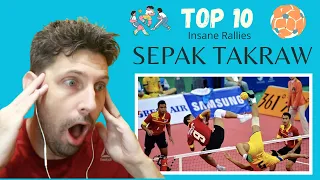 American Reacts to Top 10 Insane Sepak Takraw Rally | First Time Reaction Sepak Takraw Rallies