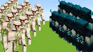 00 Iron Golem vs 10 Warden | Minecraft Mob Battle