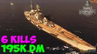 World of WarShips | Friedrich der | 6 KILLS | 195K Damage - Replay Gameplay 1080p 60 fps