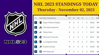 NHL Standings Today as of November 02, 2023 | NHL Highlights | NHL Reaction | NHL Tips