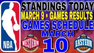 nba standings today March 9, 2024 | games results | games schedule March 10, 2024