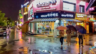 [4K] Walking in the Rain in Yeonnam-dong Seoul Binaural Rain Sounds City Ambience ASMR 서울 연남동의 비오는 밤