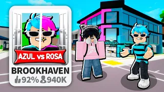 FIZ O BROOKHAVEN Do AZUL VS ROSA! (Batalha de CORES)