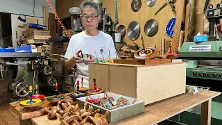 Process of making spinning tops.Handmade wooden spinning top made with great Japanese craftsmanship.