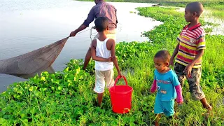 Cast Net Fishing Video - Traditional Net Fishing in Village People - Fishing By Cast Net (Part-37)