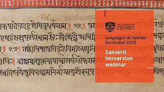 Sanskrit immersion webinar | Languages at Sydney: Go Global 2020