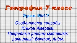 География 7 класс (Урок№17 - Особенности Южной Америки. Районы материка: равнинный Восток, Анды.)