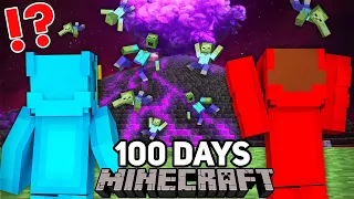 We Survived 100 Days Near a Zombified Volcano - in Minecraft Maizen JJ & Mikey Nico Cash