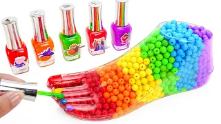 Satisfying Video l How to mixing Rainbow Candy Nail Polish Foot Bathtub Cutting ASMR