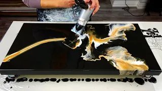 # 388 - SIMPLE & EASY!  Three color blow out | Acrylic Pouring | Abstract Art