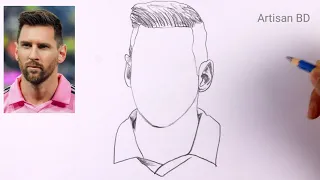 Realistic Face Portrait Leo Messi | Easy Step By Step Pencil Sketch | Messi Inter Miami Fc #messi