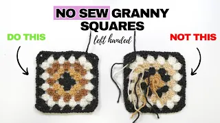 LEFT HANDED No Sew Granny Square | Multicolour Granny Squares WITHOUT all the ends!