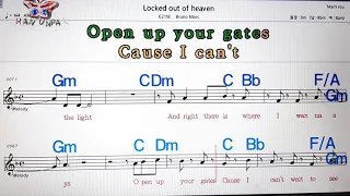 Locked of heaven/Burno mars💋노래방, 가라오케, 코드 큰 악보,반주,가사💖Karaoke, Sheet Music, Chord, MR