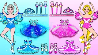 Vestir Muñecas De Papel | Blue vs. Pink Barbie Fairy BALLET Costumes Dress Up | Woa Doll Spanish