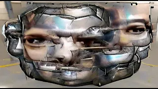 AI generated face made of steel using VQGAN+CLIP