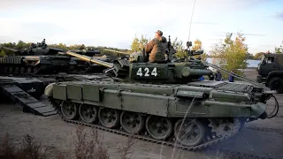 Танк Т-72. Заезд на трал.