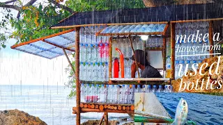 camping on a small island using a lifeboat when hit by heavy rain, strong winds, fishing for fish