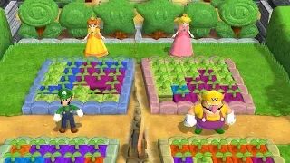 Mario Party 9 Garden Battle - Daisy vs Peach vs Luigi vs Wario| Cartoons Mee