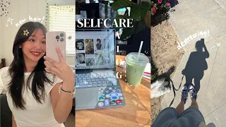 🫧 self care VLOG ✩‧₊˚: getting a haircut, grocery shopping, destressing, study cafe, skincare