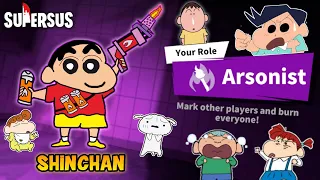 Shinchan became arsonist in super sus 😱🔥 | shinchan and his friends playing among us 3d 😂 | funny
