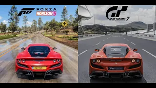 Gran Turismo 7 vs Forza Horizon 5 - Ferrari F8 Tributo Sound Comparison