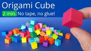 2 Minute Easy Origami Cube Tutorial 🧊 Paper Cube Craft to Make Minecraft Blocks or Lego Bricks