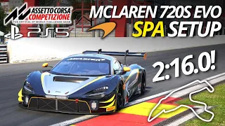 ACC on PS5: Mclaren 720s Evo Spa Setup - 2:16.0 Lap (It's a BEAST!)