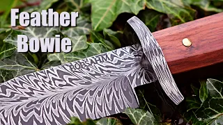 Knife Making - Forging a Small Feather Pattern Damascus Bowie Knife