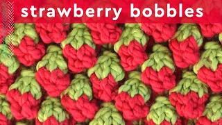 Strawberry Bobble Knit Stitch 🍓 Free Printable Pattern