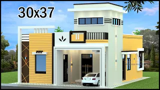 30'-0"x37'-0" 3 Room 3D House Plan | Modern Villa Design | Gopal Architecture