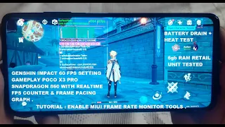 Snapdragon 860 Genshin Impact Gameplay Frame Rate Monitor Tools Android Poco X3 Pro FPS / Heat Test