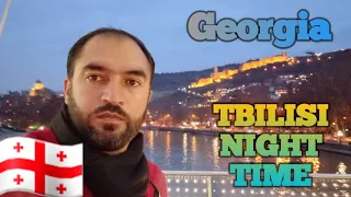 Tbilisi Georgia 🇬🇪 night time lighting  and Parliament Building