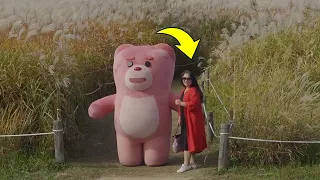 [PRANK] She have no Idea the Giant Bear will move.