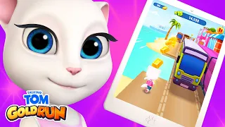 Talking Angela Plays Talking Tom Gold Run (Gameplay)