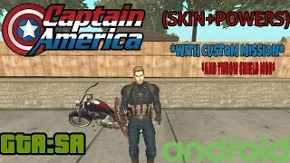 GTA SA CAPTAIN AMERICA(SKIN+POWERS) | FOR ANDROID | WITH THROW SHIELD MOD