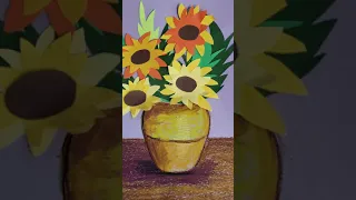 Mixed media Van Gogh's Sunflowers for Elementary school part 2 kids educational content