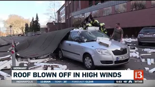 Roof blown off in high winds in Germany