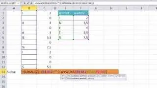 Excel - Suma po symbolach  gdy symbolowi przypisana jest liczba  - widzowie #43