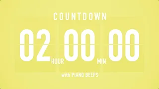 2 Hours Countdown Timer Flip Clock / + Piano Beeps 🎹