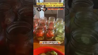 Canning Tomato Cucumber Onion Salad in less than 60 seconds. I had too many tomatoes and peppers.