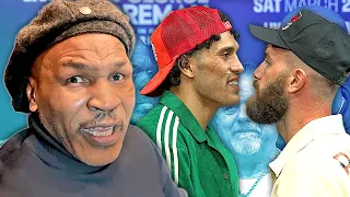 MIKE TYSON REACTS TO PLANT BENAVIDEZ HEATED FACE OFF!