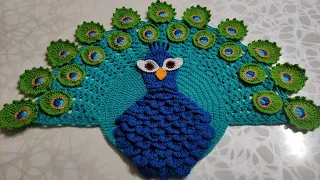 How to make crochet beautiful peacock doily part -3