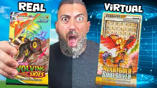 Real vs Virtual Pokemon Booster Pack!