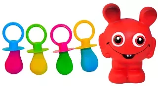Babblarna gör roliga nappar i olika färger i Play Doh och lär sig färger - Lek och lär