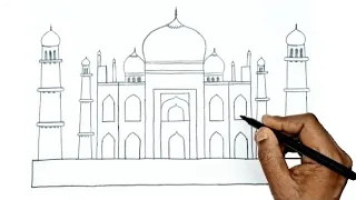 How to draw Tajmahal easily,