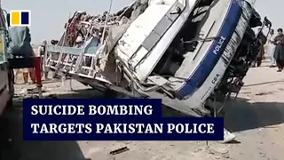 Pakistani police mourn victims of suicide bombing in latest attack targeting security forces