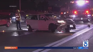 Driver runs from car after losing control, gets struck by multiple vehicles and killed