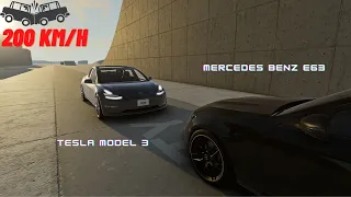 TESLA MODEL 3 PERFORMANCE VS MERCEDES E63s💥CRASH TEST💥 BeamNG.Drive